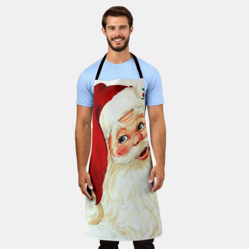 Cute laughing vintage santa apron