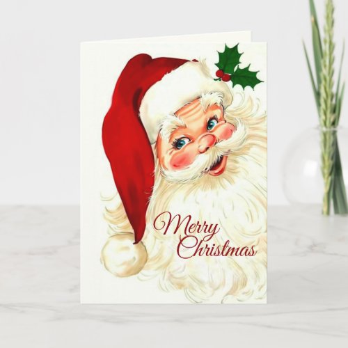 Cute laughing vintage santa card