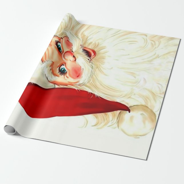 Cute laughing vintage santa wrapping paper (Unrolled)