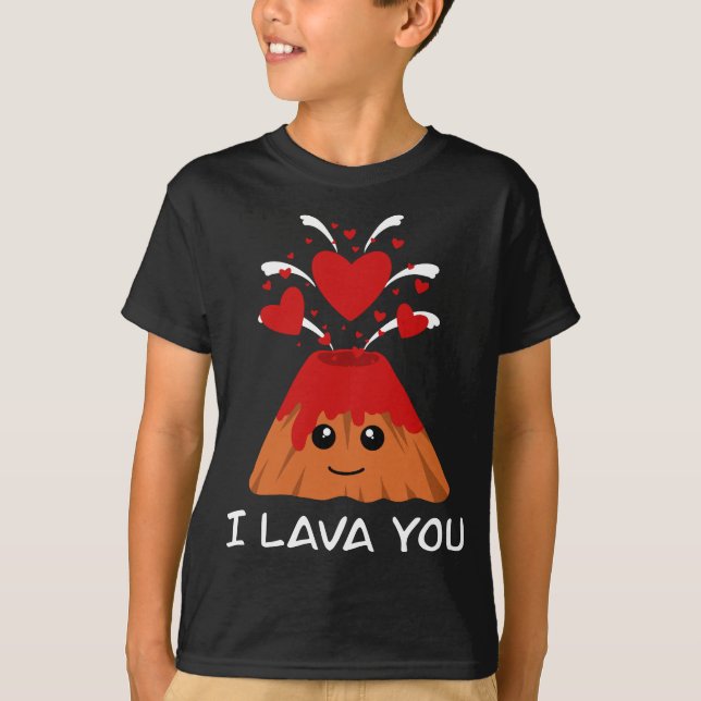 Cute Lava Day Volcano Love Couple Valentine's Day T-Shirt (Front)