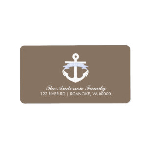 Cute Lavender Anchor & Ribbon Nautical Baby Shower Label