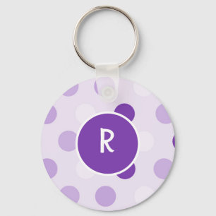 Cute Lavender and Purple Polka Dots Keychain
