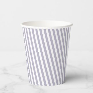 Cute Lavender and White Diagonal Striped Paper Cups