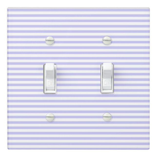 Cute Lavender and White Stripes Light Switch Cover (In Situ)