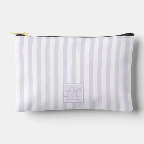 Cute Lavender and White Stripes _ Monogrammed Accessory Pouch