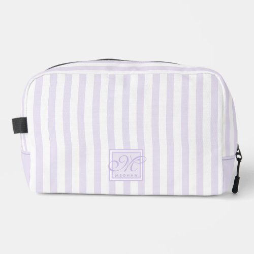 Cute Lavender and White Stripes _ Monogrammed Dopp Kit