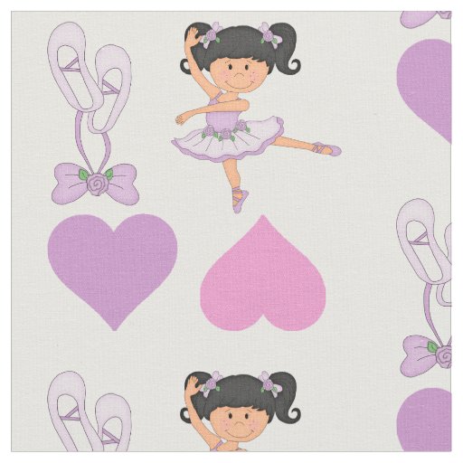 Cute Lavender Ballerina Heart Fabric