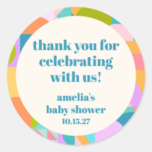 Cute Lavender Blue Baby Shower Custom Thank You Classic Round Sticker