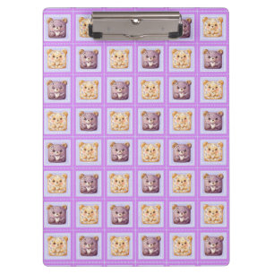 Cute Lavender Blueberry Patchwork cookie Bear Clipboard
