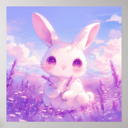 Cute Lavender Bunny Poster