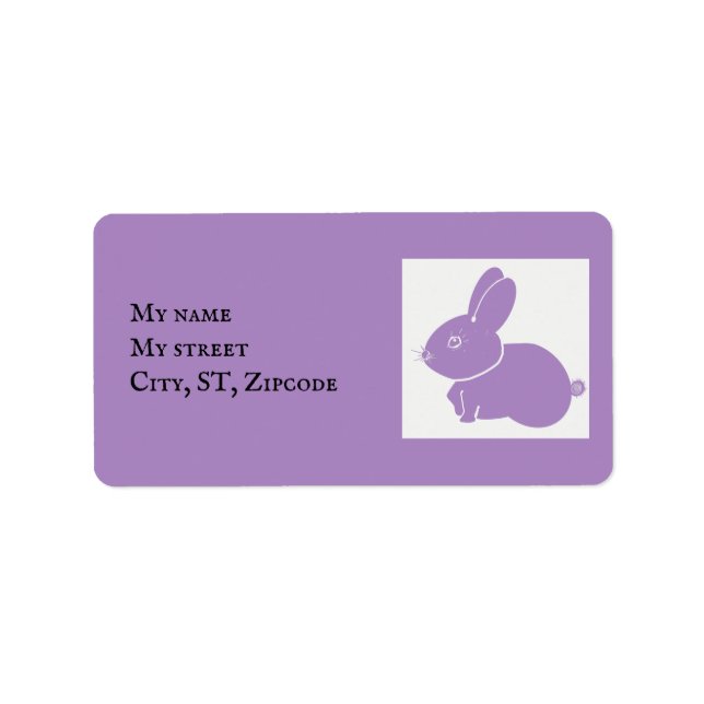 Cute Lavender Bunny Rabbit Label (Front)