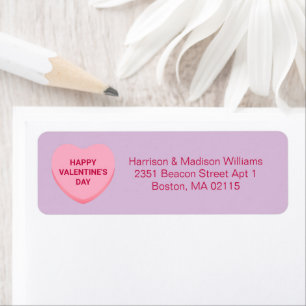 Cute lavender conversation heart Valentine's Day Label