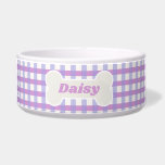 Cute Lavender Gingham Custom<br><div class="desc">A customizable design for your dog or cat; it can be personalized with your pet's name or monogrammed with their initials. Also a great gift for a new pet owner, this pet bowl has fun, purple gingham check pattern.</div>