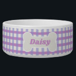 Cute Lavender Gingham Custom Bowl<br><div class="desc">A customizable design for your dog or cat; it can be personalized with your pet's name or monogrammed with their initials. Also a great gift for a new pet owner,  this pet bowl has fun,  purple gingham check pattern.</div>