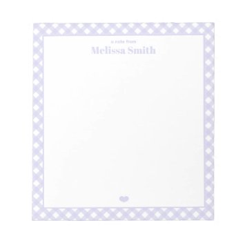 Cute Lavender Gingham Pattern Notepad