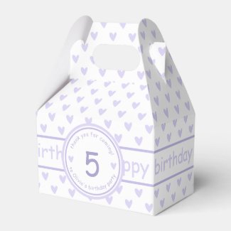 Cute Lavender Hearts - Personalized Kids Birthday Favor Box
