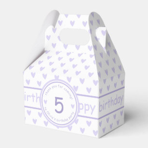 Cute Lavender Hearts - Personalized Kids Birthday Favor Boxes