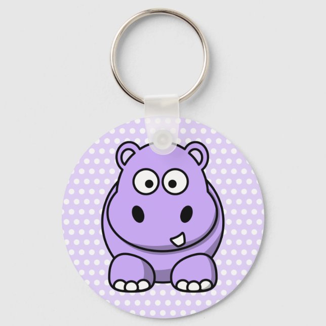 Cute Lavender Hippo Keychain (Front)