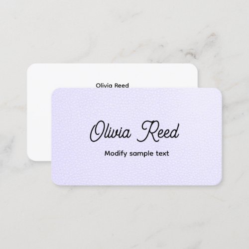 Cute Lavender Leather Script Business Card