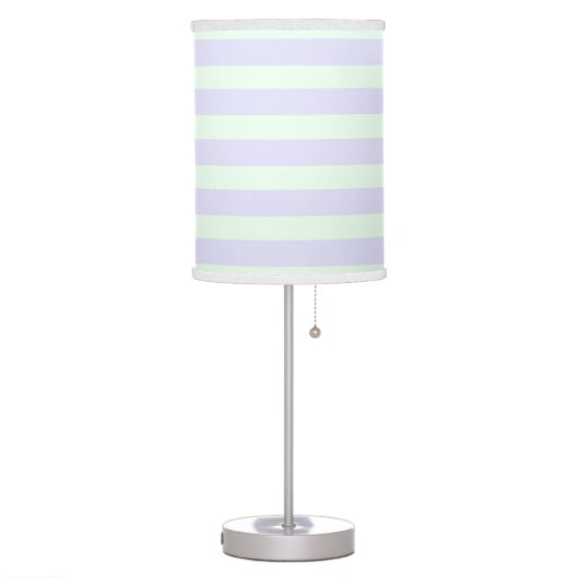 Cute Lavender & Mint Green Stripes Kids Table Lamp (Left)