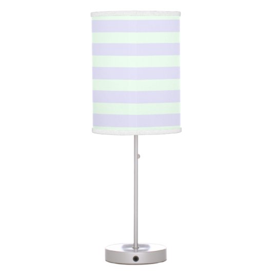 Cute Lavender & Mint Green Stripes Kids Table Lamp (Back)