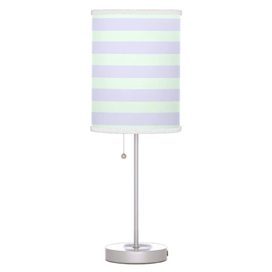 Cute Lavender & Mint Green Stripes Kids Table Lamp (Right)