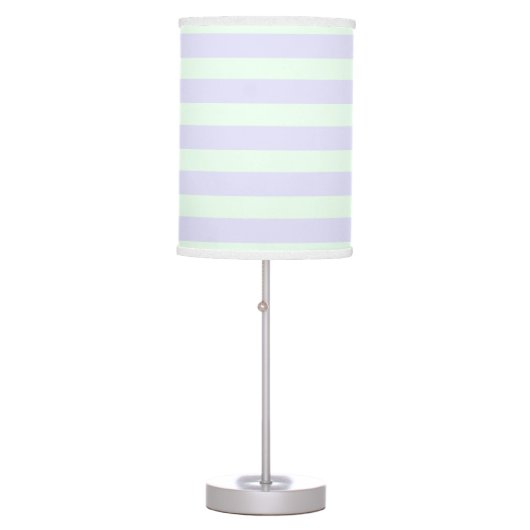 Cute Lavender & Mint Green Stripes Kids Table Lamp (Front)
