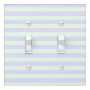 Cute Lavender & Mint Green Stripes Light Switch Cover