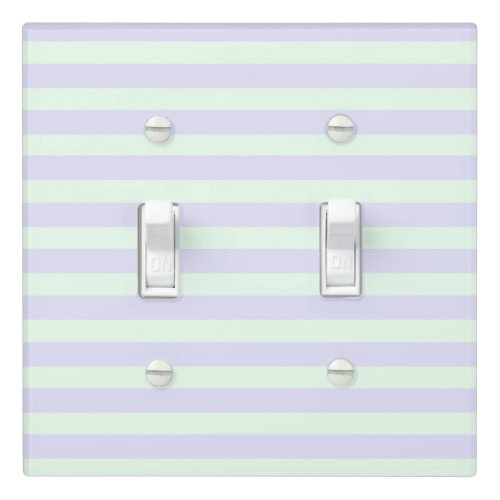 Cute Lavender  Mint Green Stripes Light Switch Cover