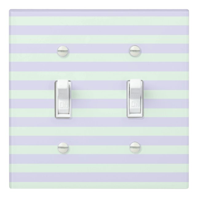Cute Lavender & Mint Green Stripes Light Switch Cover (In Situ)