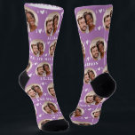 Cute Lavender Newlyweds Photo Wedding Socks<br><div class="desc">These cute lavender purple wedding socks feature the newlywed couple's photo and white hearts in an offset pattern and your names and wedding date! These are perfect as a bridal party favor, or as a bridal or couple's shower gift for the happy couple! Background color is also customizable to match...</div>