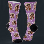 Cute Lavender Newlyweds Photo Wedding Socks<br><div class="desc">These cute lavender purple wedding socks feature the newlywed couple's photo and white hearts in an offset pattern and your names and wedding date! These are perfect as a bridal party favor, or as a bridal or couple's shower gift for the happy couple! Background color is also customizable to match...</div>