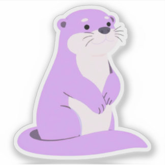 Cute Lavender Otter Kawaii Animal Illustration Sticker