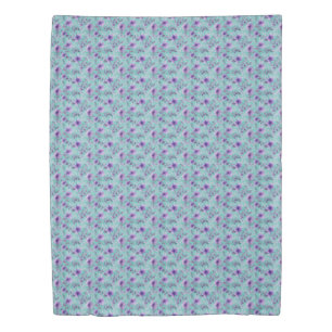 Cute lavender pattern watercolor flower light teal duvet cover