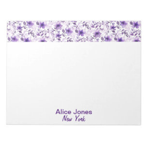 Cute lavender pattern watercolor flower   notepad