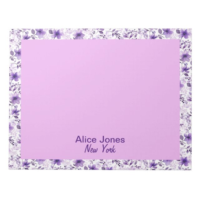 Cute lavender pattern watercolor flower   notepad (Front)