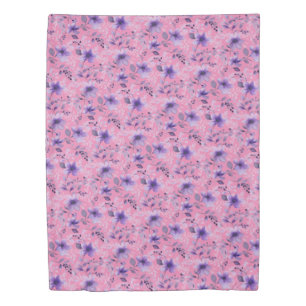 Cute lavender pattern watercolor flower pink duvet cover