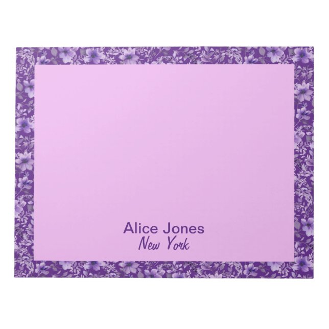 Cute lavender pattern watercolor flower  purple notepad (Front)