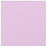 Cute Lavender Pink and White Stars and Moons Fabric