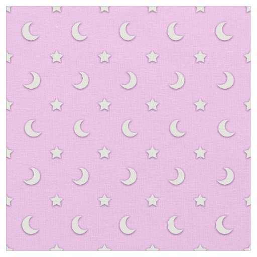 Cute Lavender Pink and White Stars and Moons Fabric