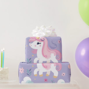 Cute Lavender Pink Teal Unicorn Clouds  Wrapping Paper