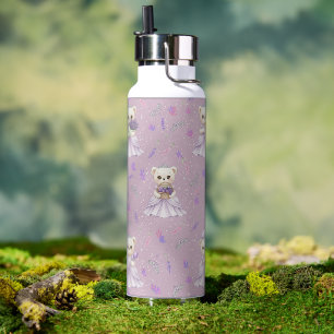Cute Lavender Princess Bear Water Bottle