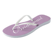 Cute lavender purple bridesmaid wedding flip flops (Angled)