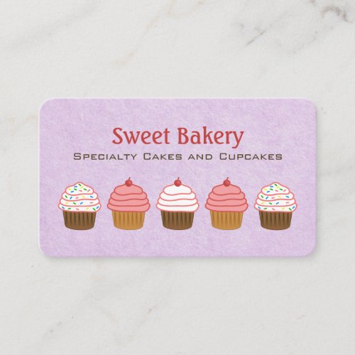 Cute Lavender Purple Cupcake Bakery Business Card