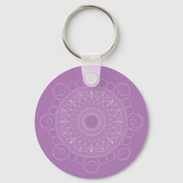 Cute Lavender Purple Mandala v2 Keychain (Front)