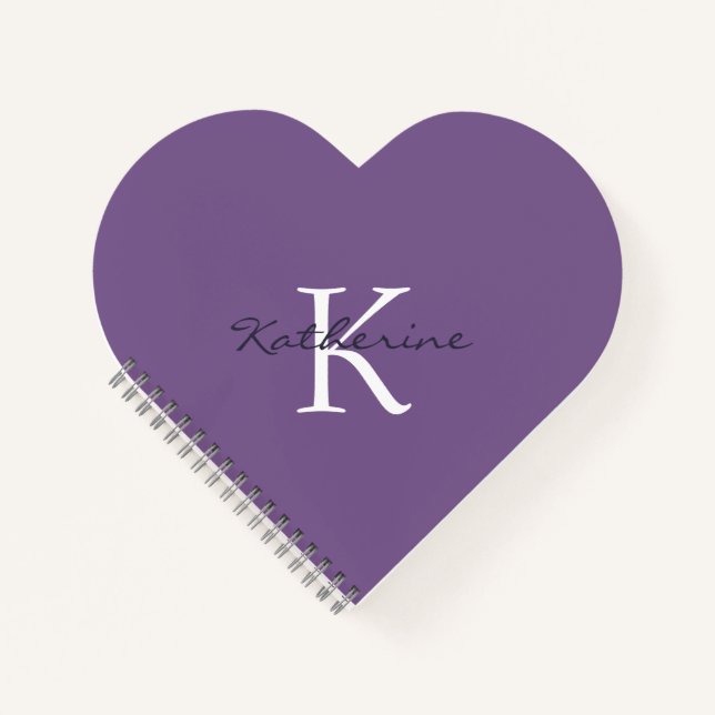 Cute Lavender Purple Personalized Heart Shaped Notebook (Front)