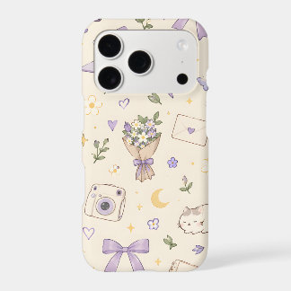 Cute Lavender Purple Sleeping Cat & Boba Ribbon iPhone 17 Pro Case