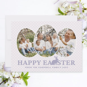 Cute Lavender Rabbit Family Photo Eggs Easter Card