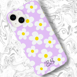Cute lavender retro daisies on girly floral Case-Mate iPhone 14 case