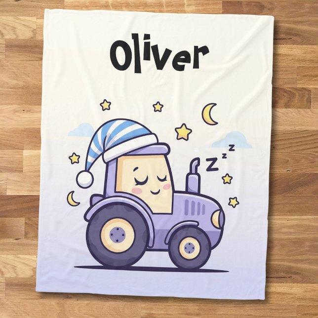 Cute Lavender Sleepy Tractor  Fleece Blanket (Creator Uploaded)